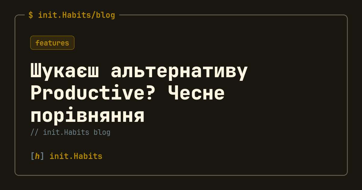 Шукаєш альтернативу Productive? Чесне порівняння — init.Habits blog