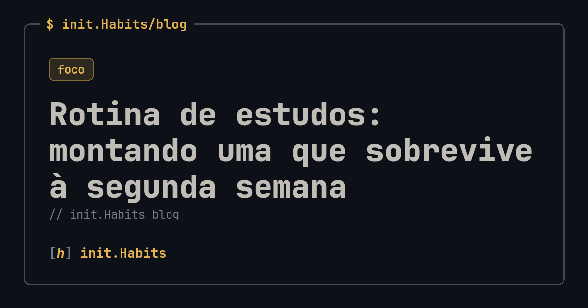 Rotina de estudos: montando uma que sobrevive à segunda semana — init.Habits blog